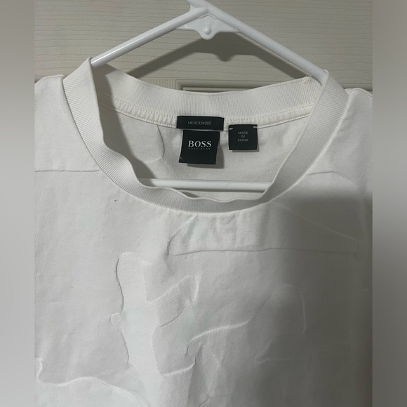 HUGO BOSS MERCERISED-COTTON T-SHIRT WITH LARGE JACQUARD-WOVEN MONOGRAMS SIZE M - Picture 2 of 6